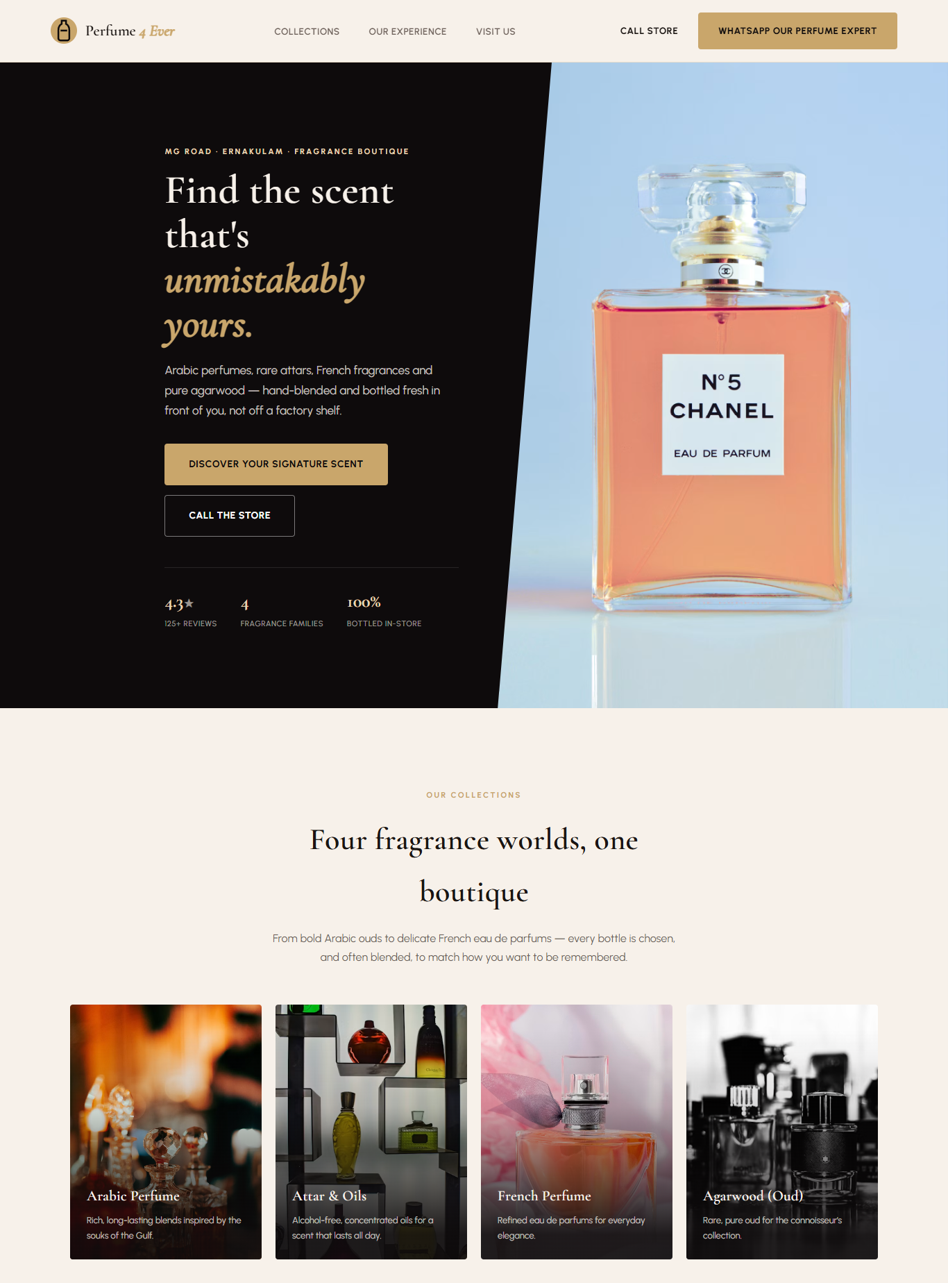 Perfume boutique landing page preview